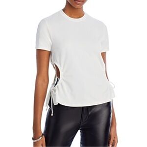 Proenza Schouler White Label Crewneck Side Slit Women's White Side-Tie Top‎ XS